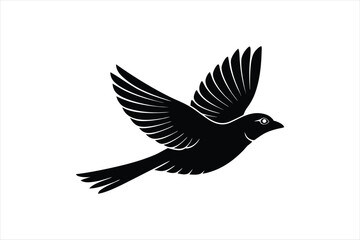 Fototapeta premium a minimalist beautiful linocut flying Grosbeak bird silhouette black vector artwork illustration