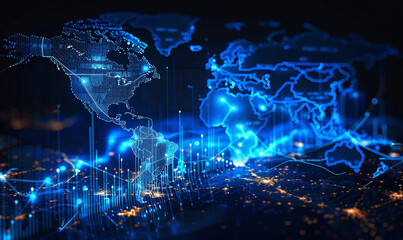 Global Financial Trading Charts with Detailed Market Analytics in Blue Theme