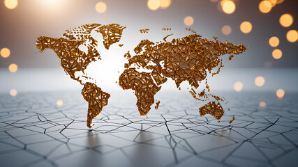 Continent world map. Outline World Map Background. Global network connection.