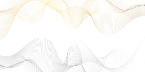 Abstract golden wavy lines Digital frequency track equalizer background. Curved wave smooth stripe seamless pattern. Wave lines created using blend tool. graphic design template banner business wave