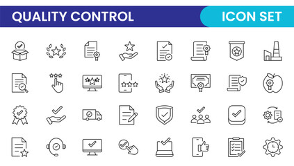 Quality Control line icon set. Included the icons as inspect, QA, qualify, quality control, check, verify, and more.