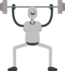 Humanoid Robot Character Lifting Barbell
