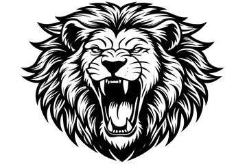 a lion head roaring with its mouth open in a simple look a logo silhouette vector illustration 