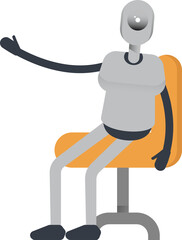 Humanoid Robot Character Sitting on Office Chair
