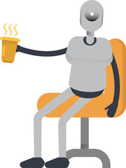 Humanoid Robot Character Drinking Coffee
