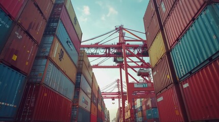 Time-lapse view of a busy container port with cranes and shipments