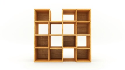 A modular bookshelf with a sleek design and versatile compartments, isolated on a white background