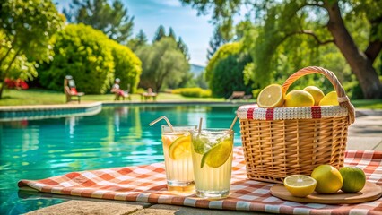 Refreshing summer drinks by the pool