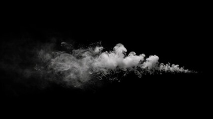 Wisps of white smoke ascending, black background, atmospheric lighting