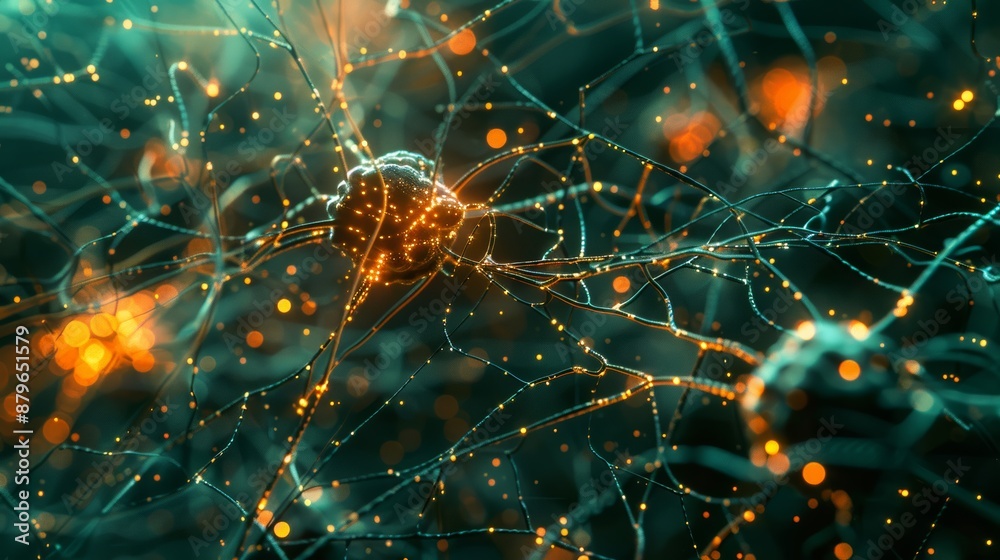 Aufkleber Vibrant 3D animation of artificial neural network with intricate web of connections