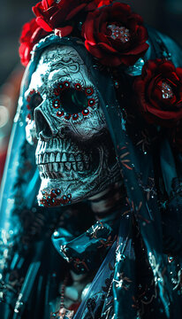 Fictitious recreation of Santa Muerte, personification of death