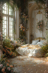 fairy bedroom, fairy magical room, plants and flowers, fairycore