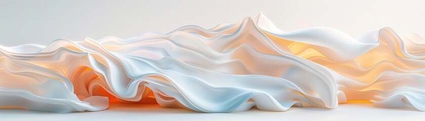 Obraz premium Abstract beige and white silk fabric, soft folds, flowing, luxurious, elegant.