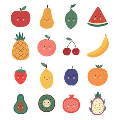 Cute fruits vector collection for kids
