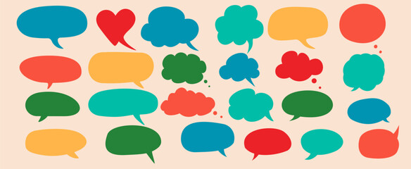 Speech bubbles intresting collection, symbols of dialog, chat. Vector discussion signs in a comic style