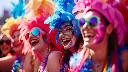 Naklejka premium Sydney Mardi Gras celebrates LGBTQ+ pride with dazzling costumes, parades, performances, and community spirit.