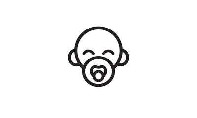 Baby dummy pacifier line icon. linear style black logo white background