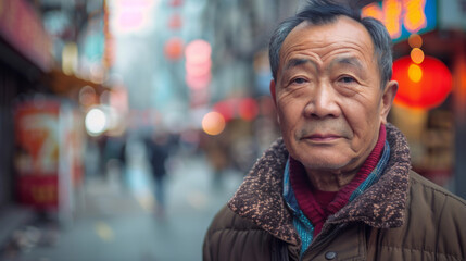 Obraz premium Portrait of Chinese man in the city 