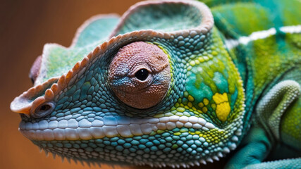 Fototapeta premium Close-Up of a Chameleon’s Skin with Color Patterns