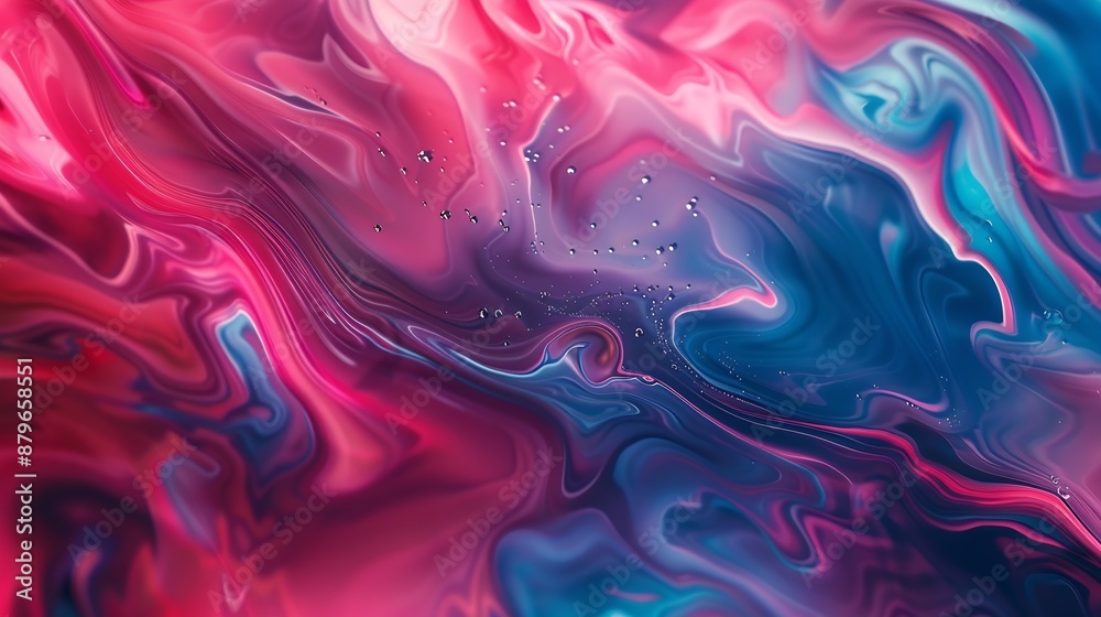 Poster a vibrant blend of swirling pink red and blue hues in an abstract fluid art composition perfect for 