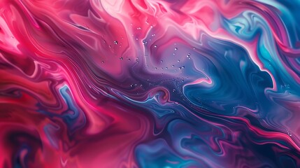 Fototapeta premium A vibrant blend of swirling pink red and blue hues in an abstract fluid art composition perfect for dynamic and creative backgrounds : Generative AI