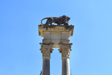 Christopher Columbus Monument in Murillo Gardens in Seville, Spain