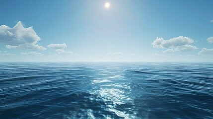 Obraz premium Tranquil seascape with gentle waves and fluffy clouds