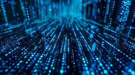 A dynamic digital scene showcasing a stream of shimmering light particles, representing the flow of information in the digital realm with a futuristic aesthetic.