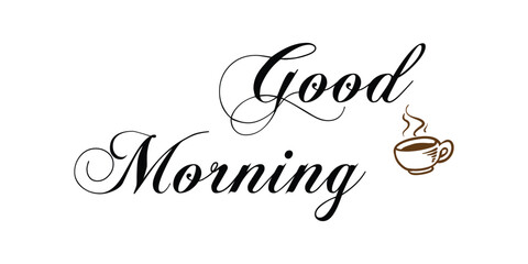 Good Morning calligraphy lettering hand written with brush on grunge textured background. Typography inspiration poster. Vector illustration.