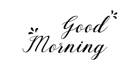 Good Morning calligraphy lettering hand written with brush on grunge textured background. Typography inspiration poster. Vector illustration.