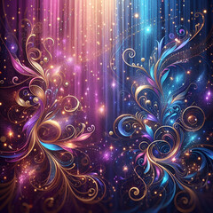 Magic glow lights abstract background template