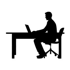 Man working on laptop vector illustration