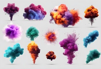 Smoke explosions on a plain background