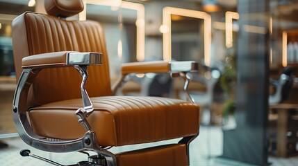 Barber shop chair Barbershop armchair modern hairdresser and hair salon barber shop for men Stylish vintage barber chair : Generative AI