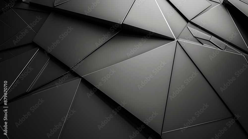 Leinwandbilder black white abstract background geometric shape lines triangles 3d effect light glow shadow gradient