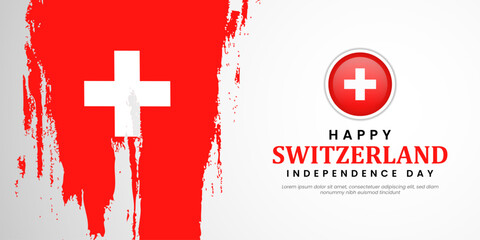 Happy Swiss Switzerland Independence Day 1 August with waving flags copy space background
