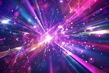 Abstract Background with Purple and Pink Lights, Bokeh and Rays