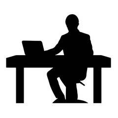 Man working on laptop vector illustration