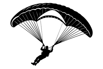 Ski parachute gliding silhouette vector, paraglider vector illustration, Paragliding Parachute Silhouette