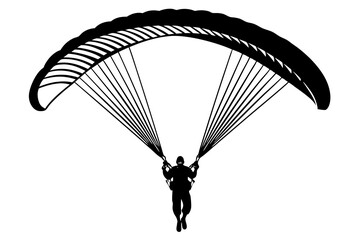 Ski parachute gliding silhouette vector, paraglider vector illustration, Paragliding Parachute Silhouette
