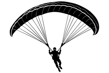 Ski parachute gliding silhouette vector, paraglider vector illustration, Paragliding Parachute Silhouette