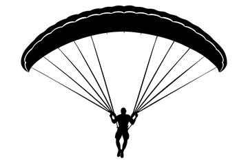 Ski parachute gliding silhouette vector, paraglider vector illustration, Paragliding Parachute Silhouette