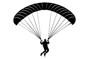 Ski parachute gliding silhouette vector, paraglider vector illustration, Paragliding Parachute Silhouette