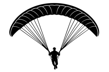 Ski parachute gliding silhouette vector, paraglider vector illustration, Paragliding Parachute Silhouette