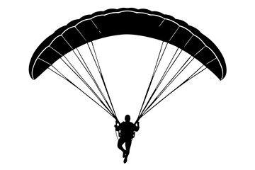 Ski parachute gliding silhouette vector, paraglider vector illustration, Paragliding Parachute Silhouette