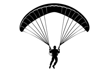 Ski parachute gliding silhouette vector, paraglider vector illustration, Paragliding Parachute Silhouette