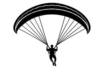 Ski parachute gliding silhouette vector, paraglider vector illustration, Paragliding Parachute Silhouette