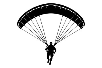 Ski parachute gliding silhouette vector, paraglider vector illustration, Paragliding Parachute Silhouette