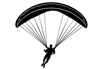 Ski parachute gliding silhouette vector, paraglider vector illustration, Paragliding Parachute Silhouette