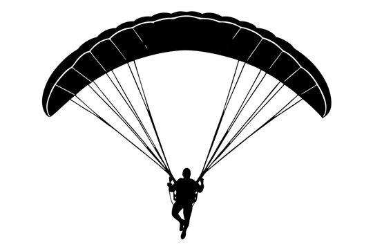 Ski parachute gliding silhouette vector, paraglider vector illustration, Paragliding Parachute Silhouette